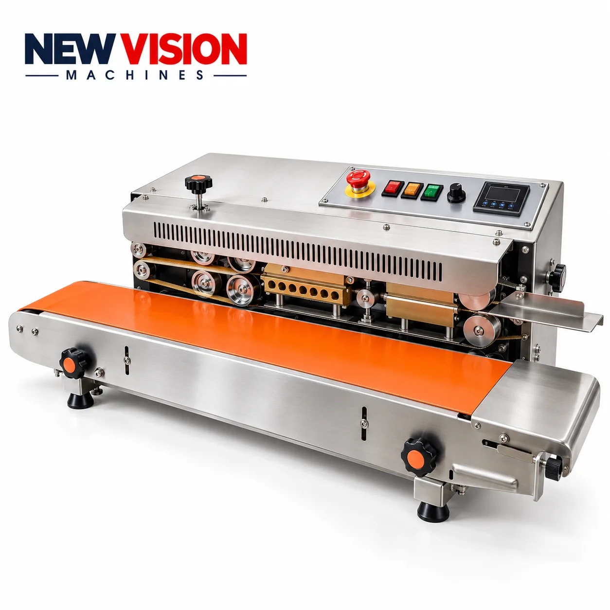 New Vision Machines Band Sealer Horizontal SS Body — Sealing Machines manufactured by New Vision Machines Indore