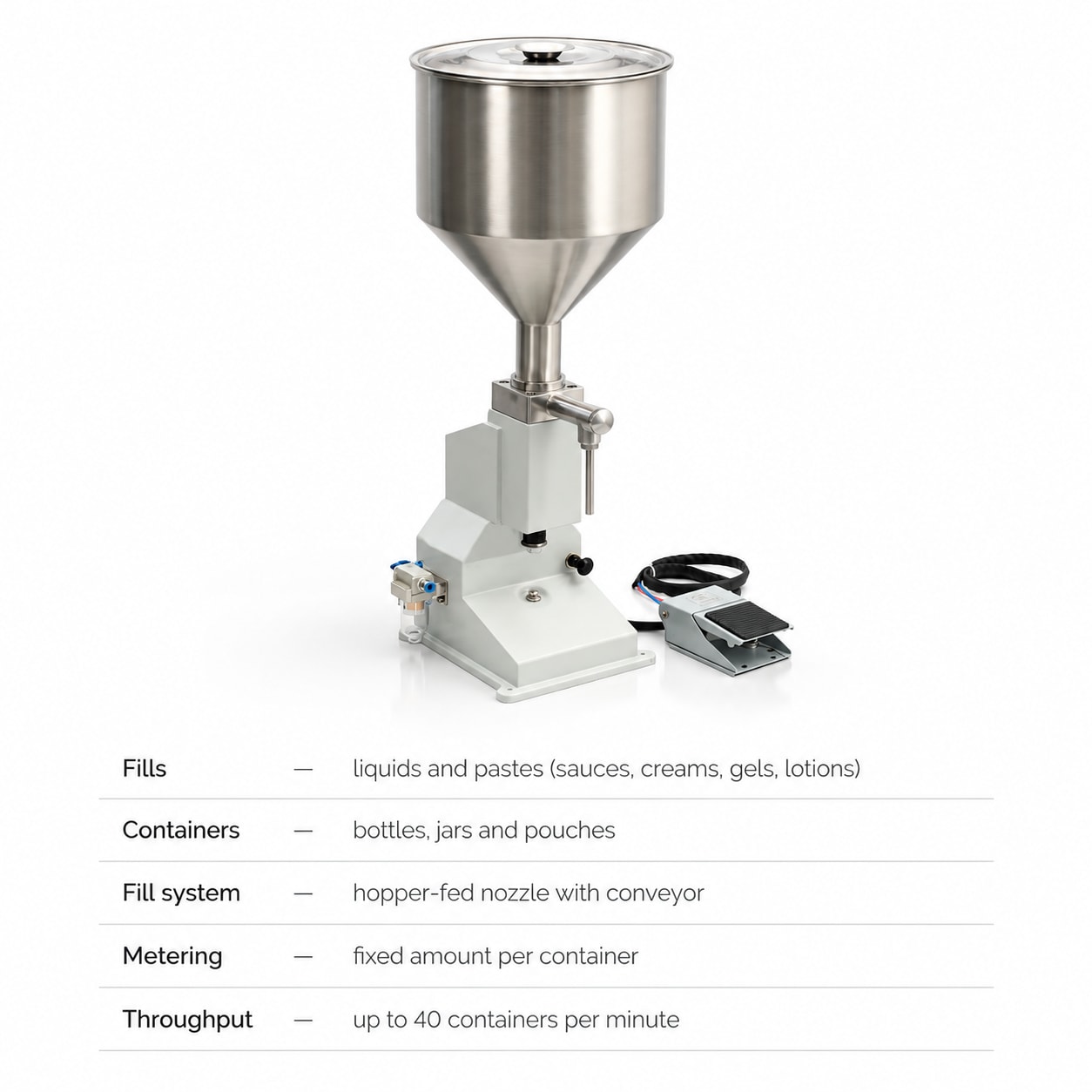 New Vision Machines Liquid Paste Filling Machine — Multi-Range Liquid and Paste Filler for Bottles, Jars and Pouches — precision nozzles, filling heads & mechanical assembly