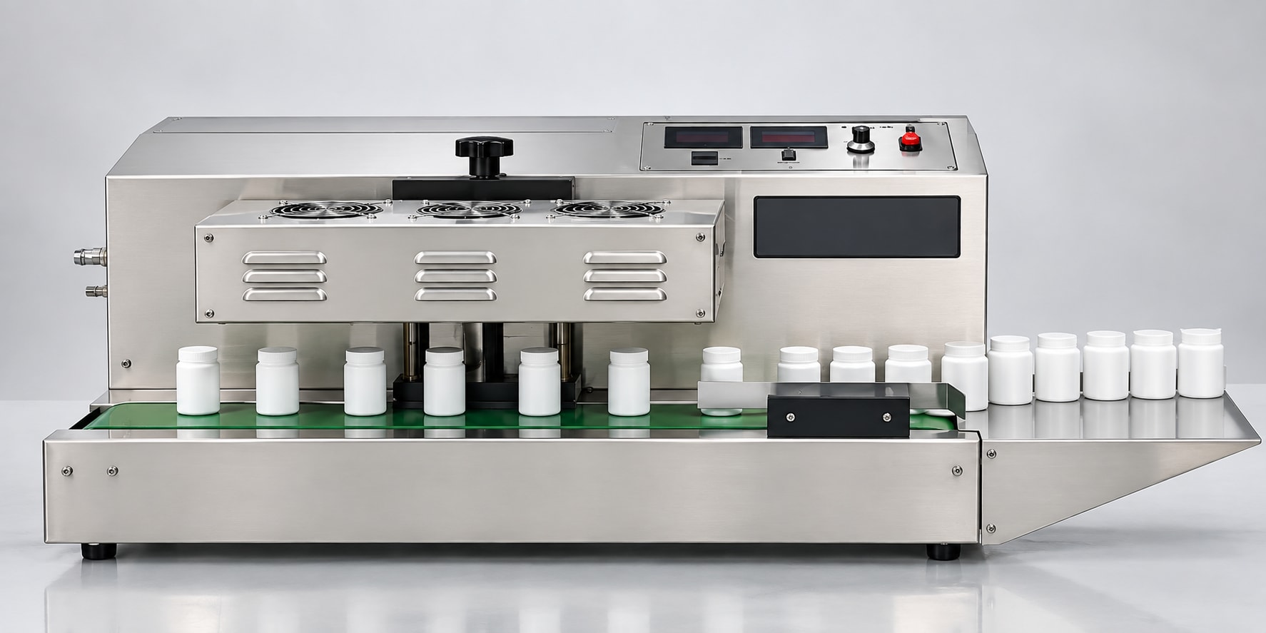 New Vision Machines Online Induction Cap Sealing Machine — 20–130mm Heavy Duty Foil Sealer