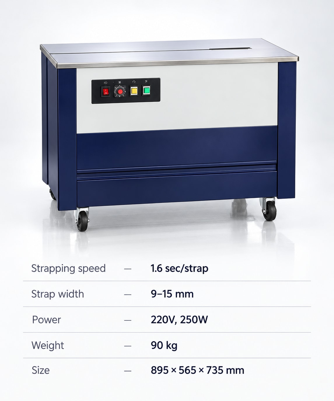 New Vision Machines Semi Automatic Strapping Machine — PP Strap Carton and Parcel Strapping — precision nozzles, filling heads & mechanical assembly