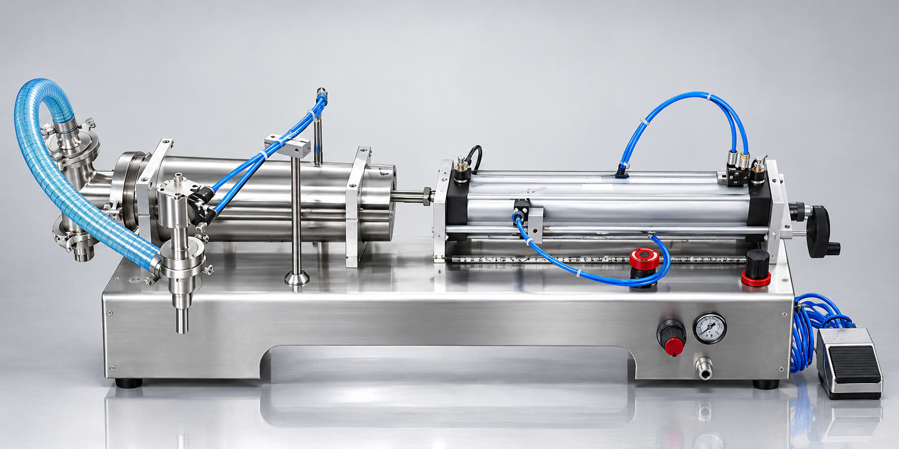 New Vision Machines Single-Head Pneumatic Liquid Filling Machine, 10–100ml