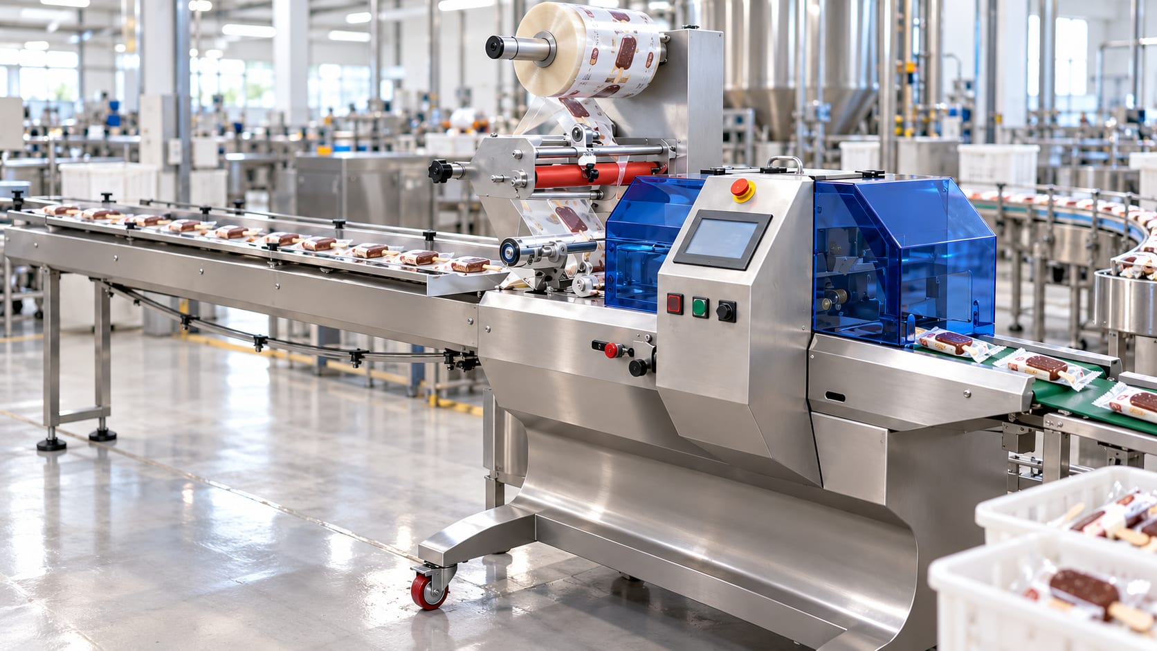 New Vision Machines Ice Cream Flow Wrap Machine — Automatic Wrapping for Ice Cream Bars & Frozen Desserts — packaging equipment technical specifications and build view 5 by New Vision Machines Indore