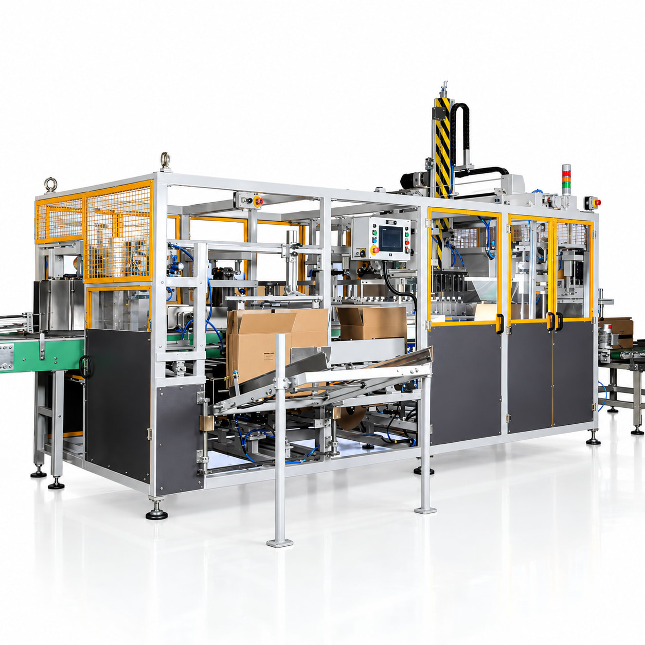 Automatic Case Packer Machine Price in India — Automatic Bottle Case Packer, 16 Cases/Min — Labeling Machine by New Vision Machines