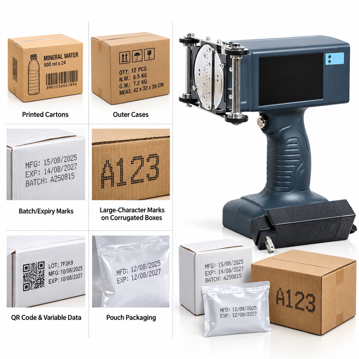 DOD Batch Coding Machine Price in India — 350mm Large-Character Inkjet Printer — Delta PLC touch screen & automated control panel layout