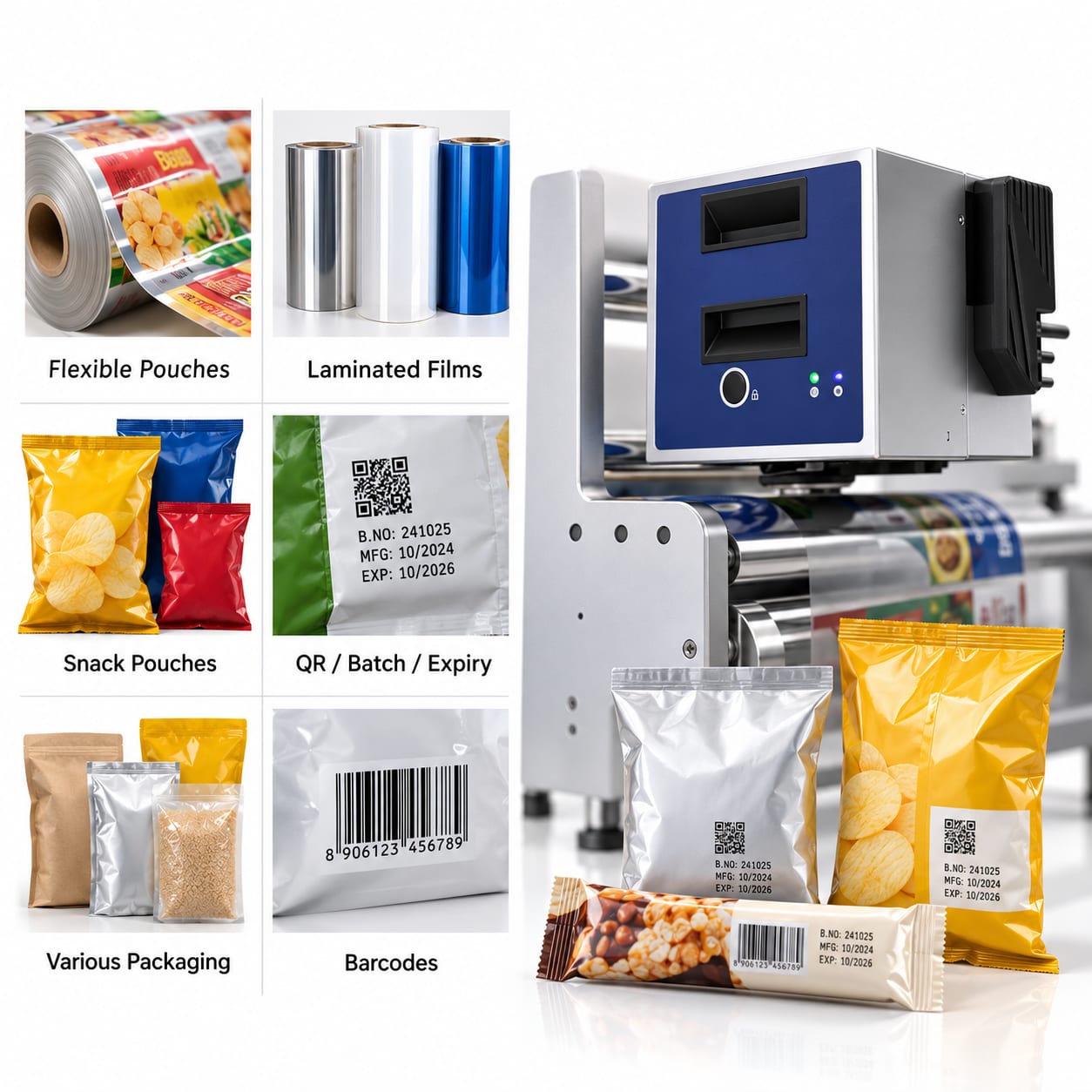 Thermal Transfer Overprinter Price in India | 32mm 300dpi TTO Coder for Flexible Film — ₹1,70,000 — Delta PLC touch screen & automated control panel layout
