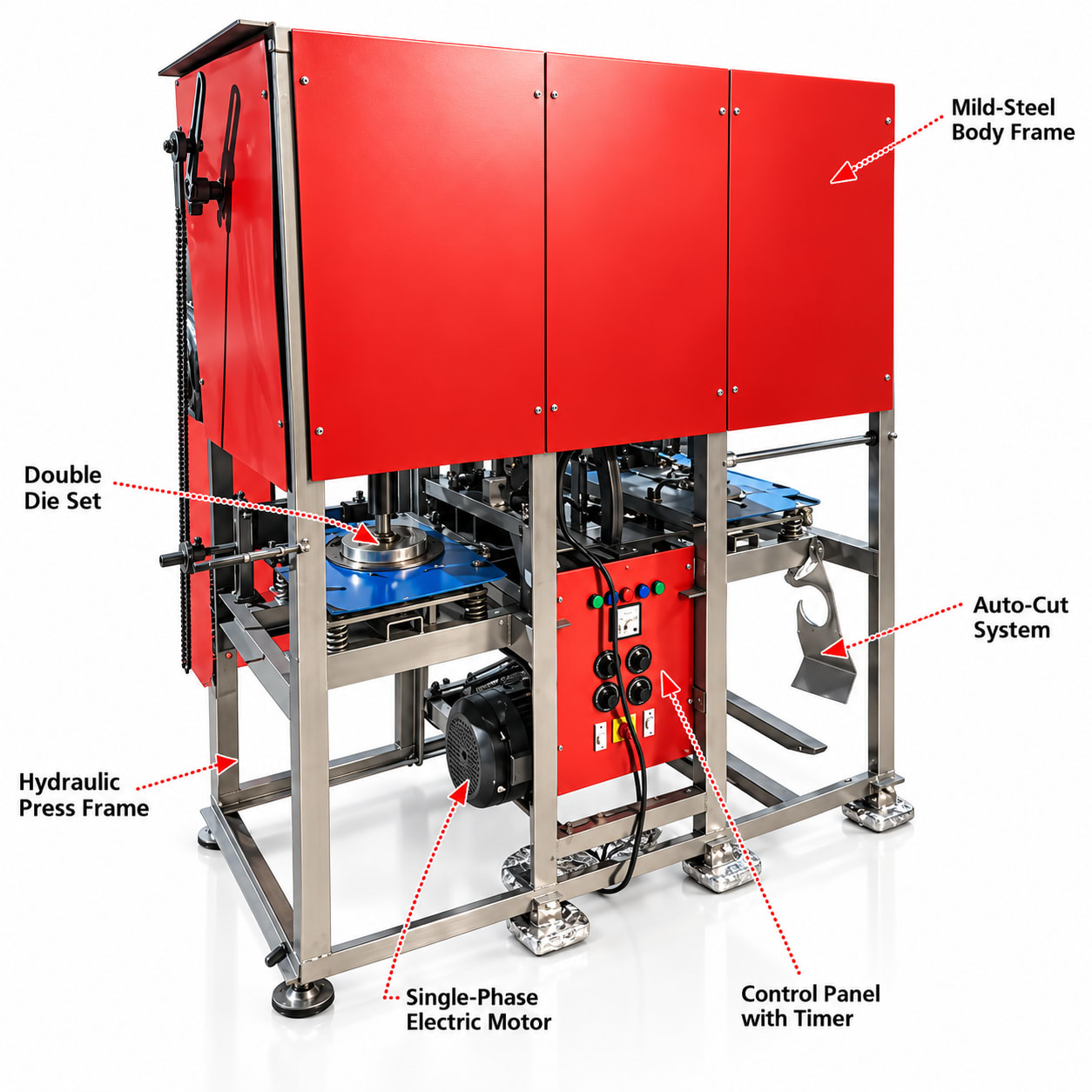 Automatic Double-Die Paper Plate Making Machine (Hydraulic, 20,000 Dona/Day) — precision nozzles, filling heads & mechanical assembly