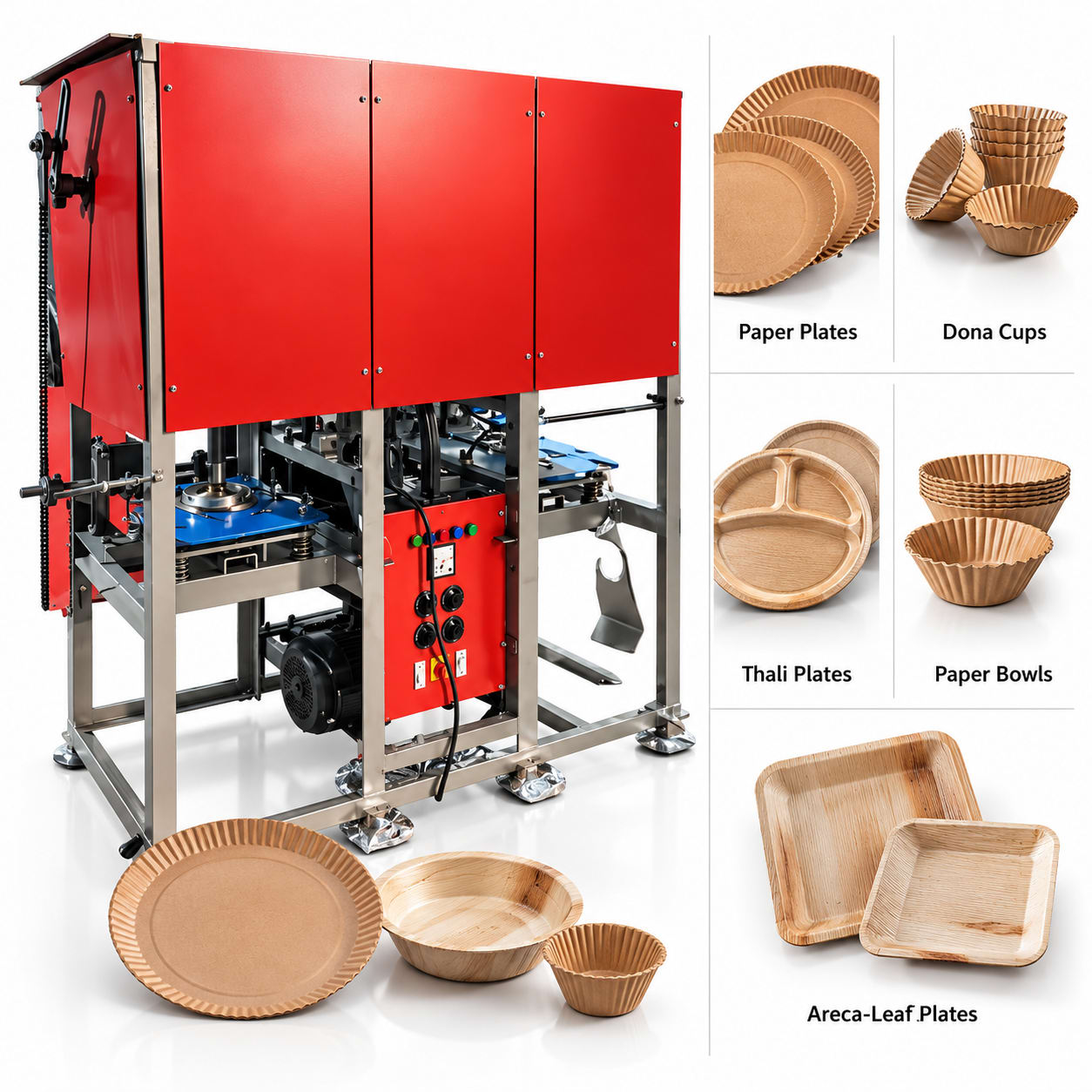 Automatic Double-Die Paper Plate Making Machine (Hydraulic, 20,000 Dona/Day) — Delta PLC touch screen & automated control panel layout