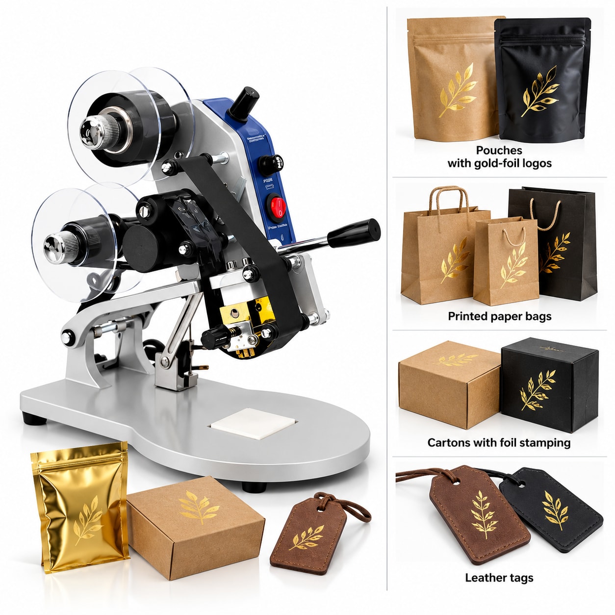 New Vision Machines Manual Hot Foil Ribbon Stamping Machine — Foil Stamper for Pouches & Paper Bags | Price in India — Delta PLC touch screen & automated control panel layout