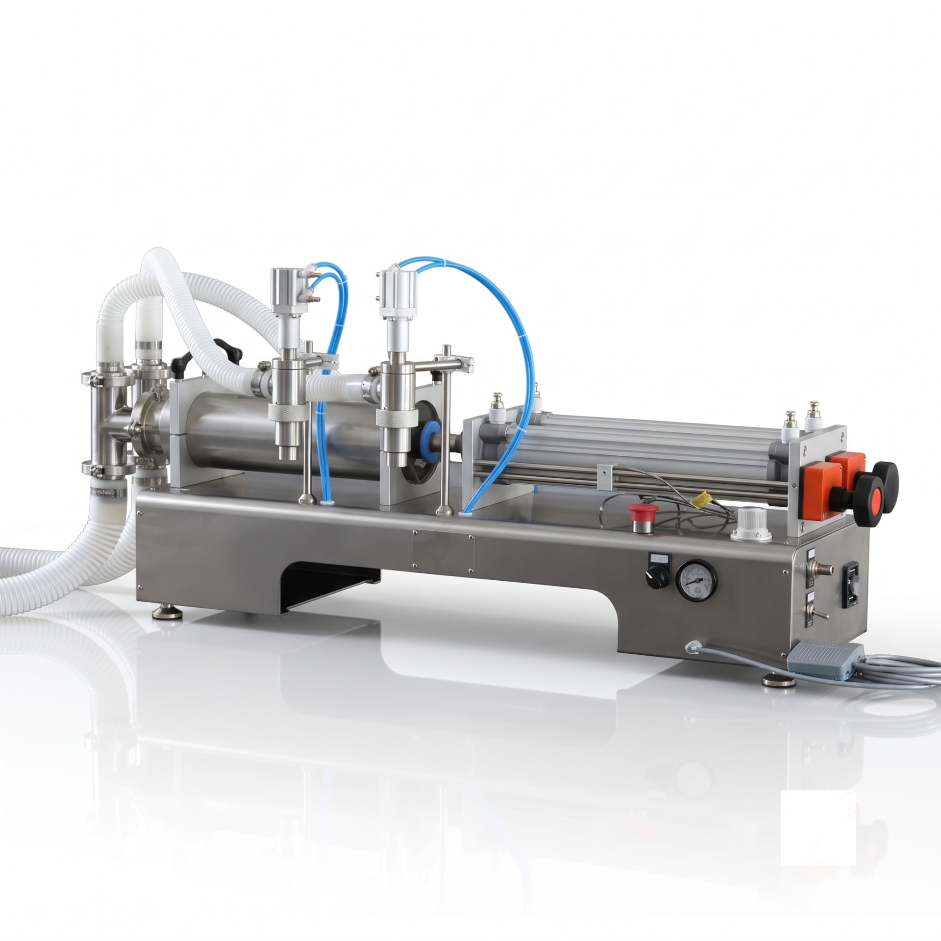 New Vision Machines Double-Head Pneumatic Liquid Filling Machine 100-1000 ml — 1200-2400 Bottles/Hour — Labeling Machine by New Vision Machines