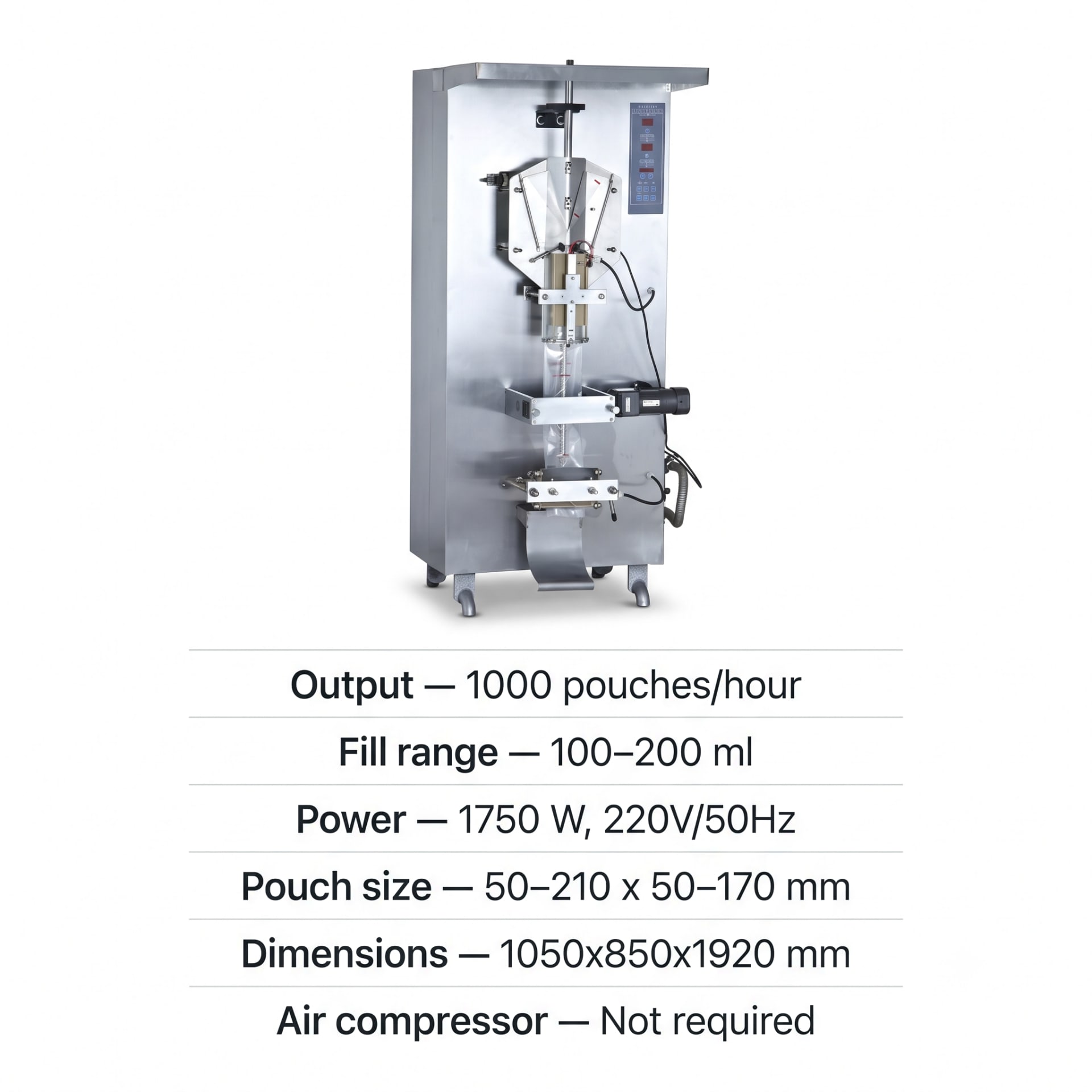 New Vision Machines Automatic Water Pouch Packing Machine — 1000 Pouches/Hour Form Fill Seal — packaging equipment technical specifications and build view 5 by New Vision Machines Indore