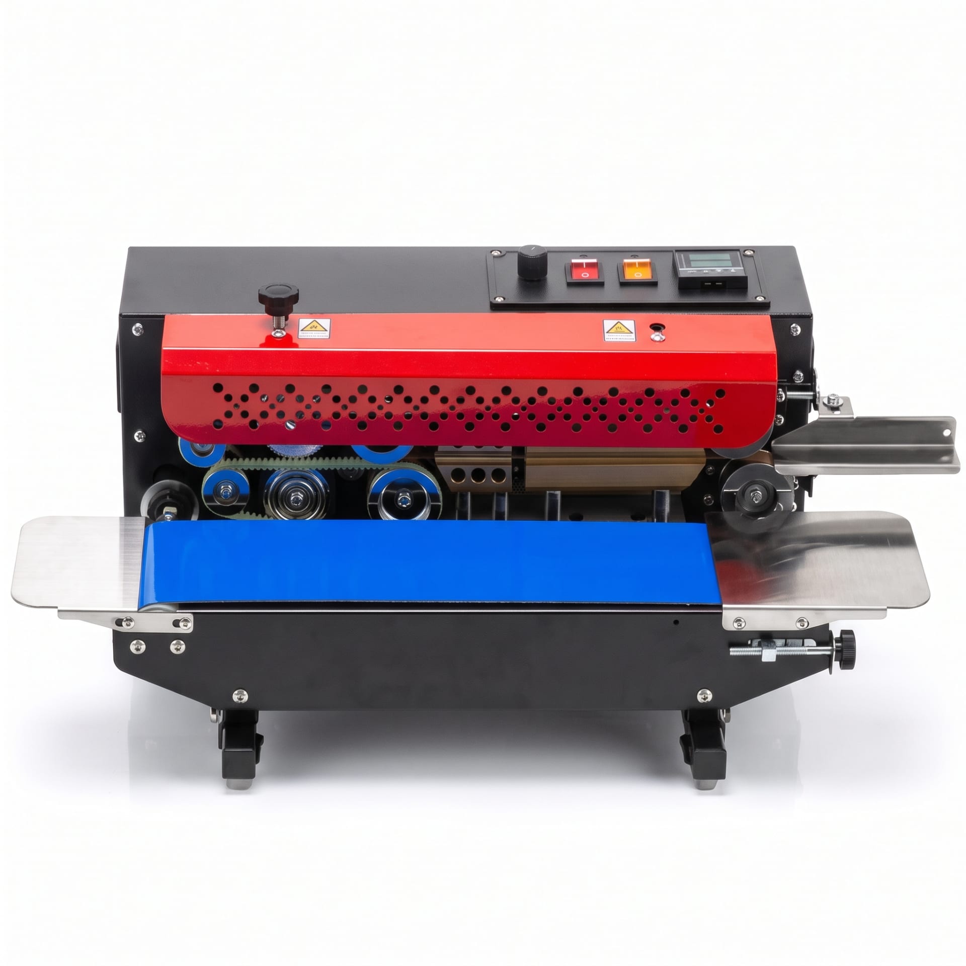 New Vision Machines Mini Band Sealer Machine — Compact Continuous Pouch Sealer for Small Businesses — heavy-duty SS 304 food-grade construction & conveyor setup
