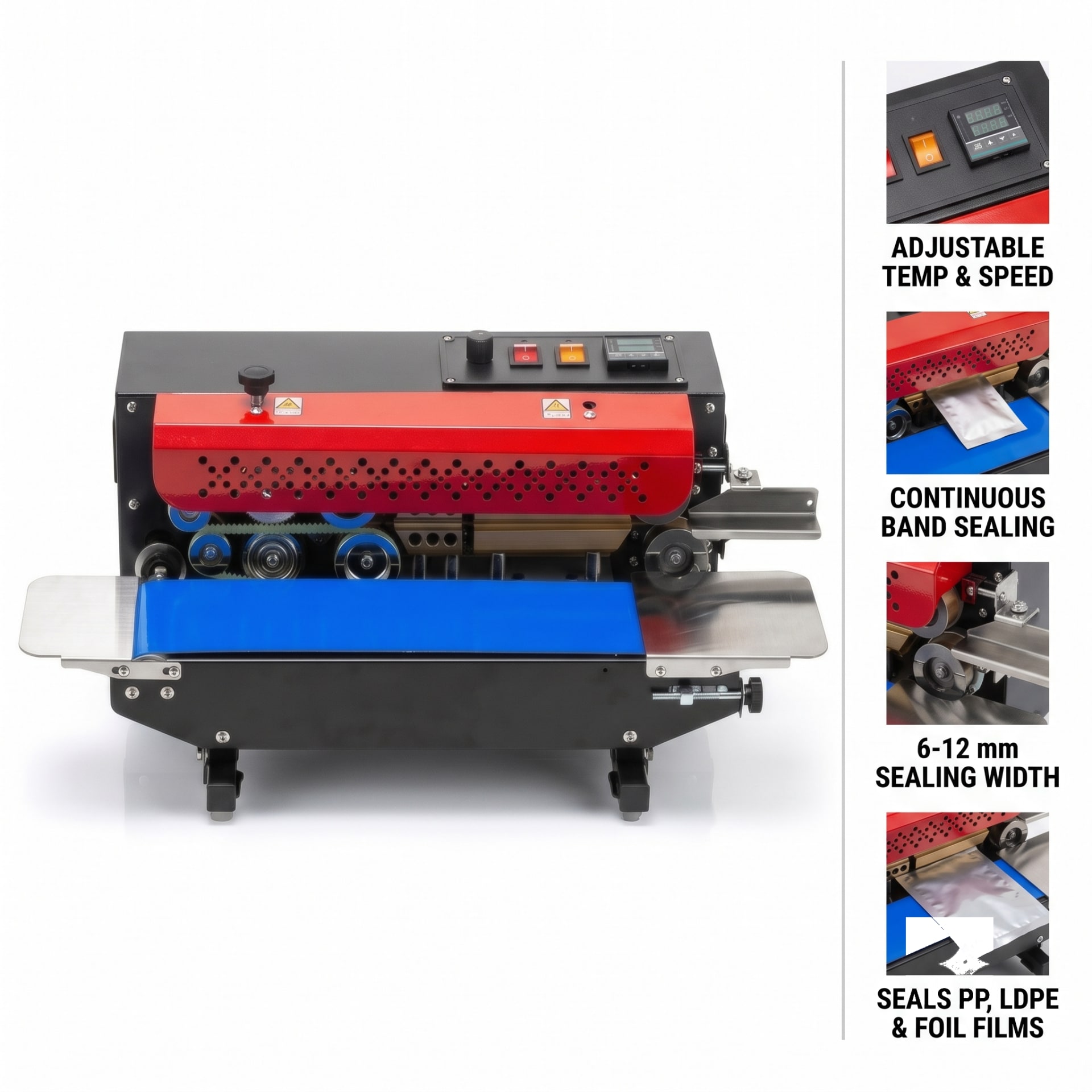 New Vision Machines Mini Band Sealer Machine — Compact Continuous Pouch Sealer for Small Businesses — Batch Coding Machine by New Vision Machines