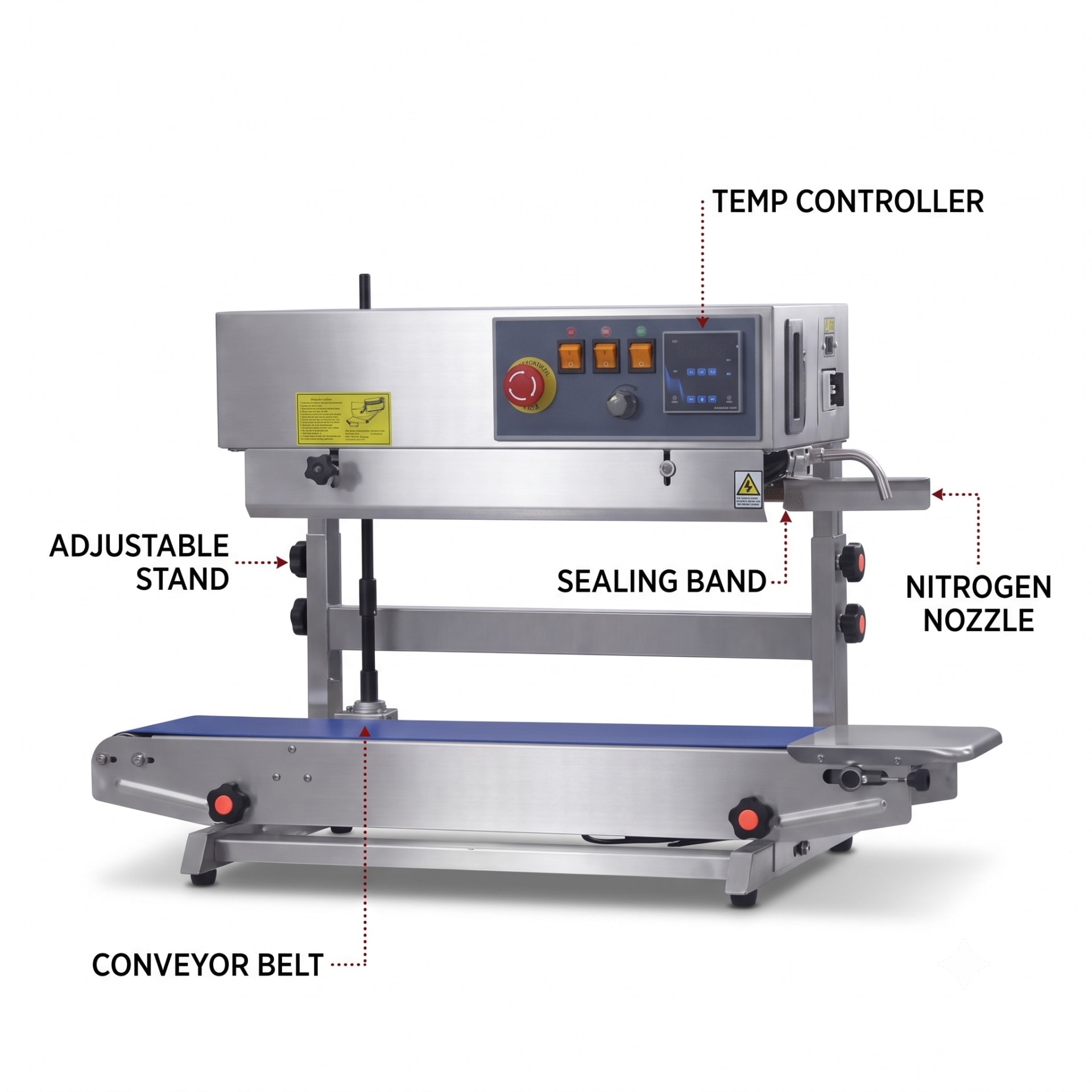 MS Band Sealer with Nitrogen Flushing — precision nozzles, filling heads & mechanical assembly