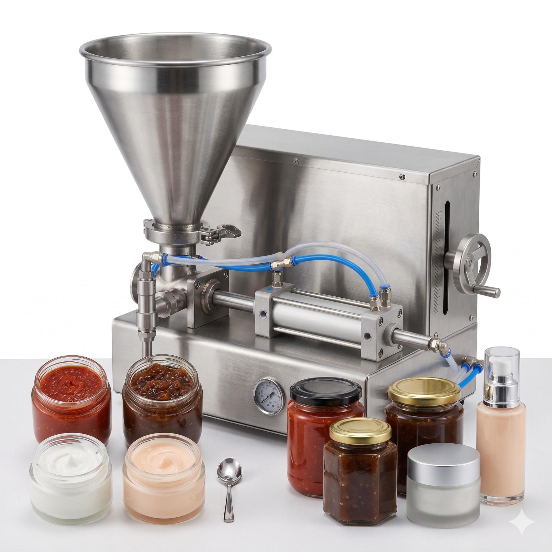 Single Head Pneumatic Paste Filler Machine 300-2600ml — packaging equipment technical specifications and build view 5 by New Vision Machines Indore