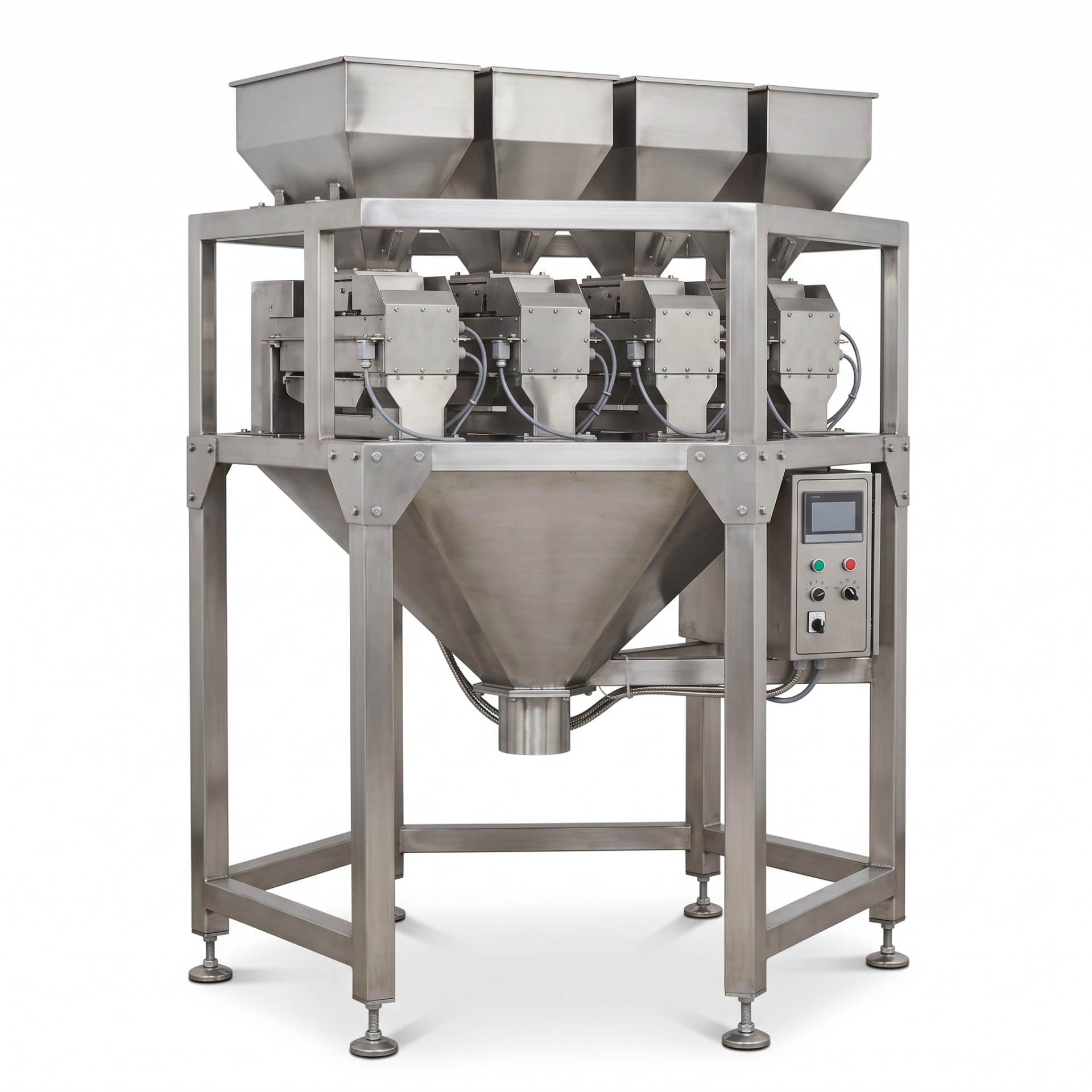 Four Head Weigh Filler Machine 1000g — Granule Filling Machines manufactured by New Vision Machines Indore