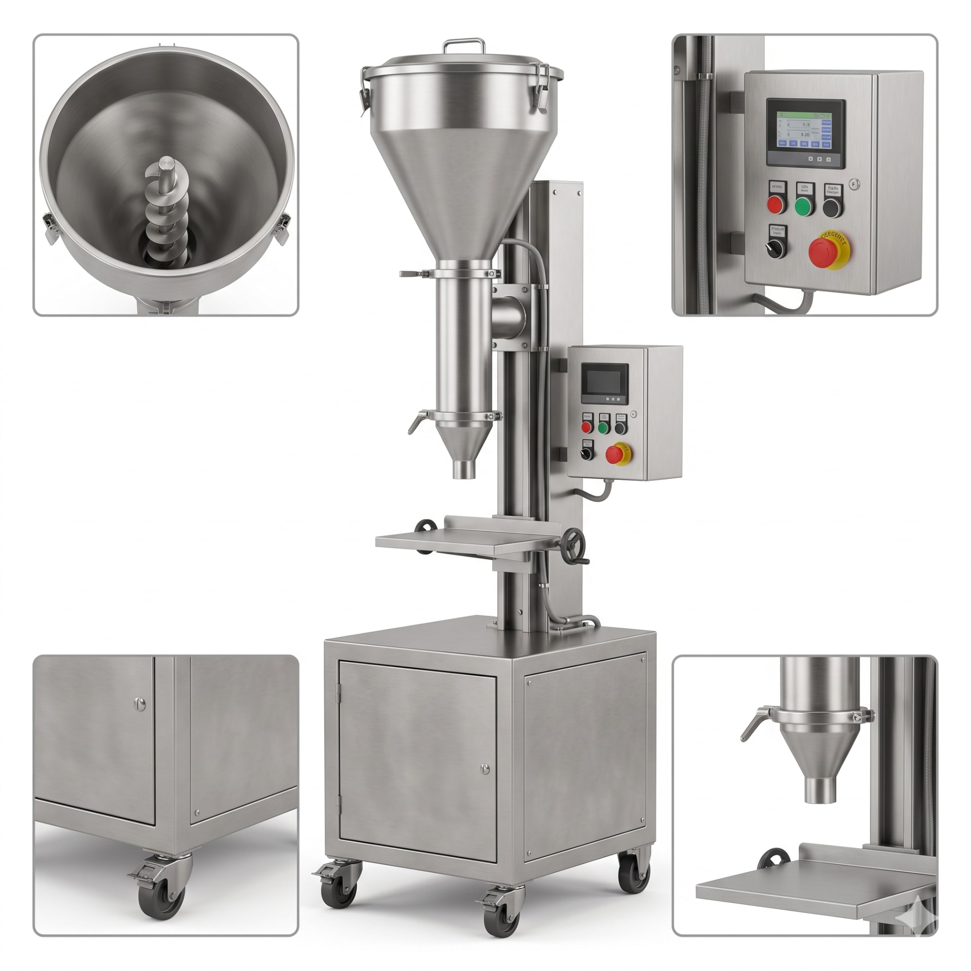Auger Filler 15 Litre Powder Filling Machine — heavy-duty SS 304 food-grade construction & conveyor setup
