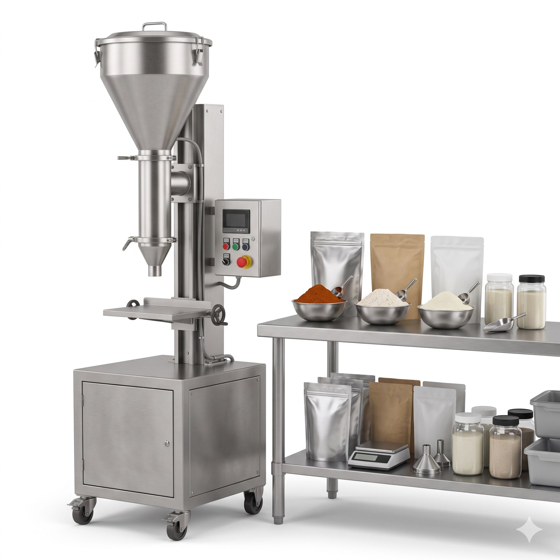 Auger Filler 15 Litre Powder Filling Machine — Delta PLC touch screen & automated control panel layout