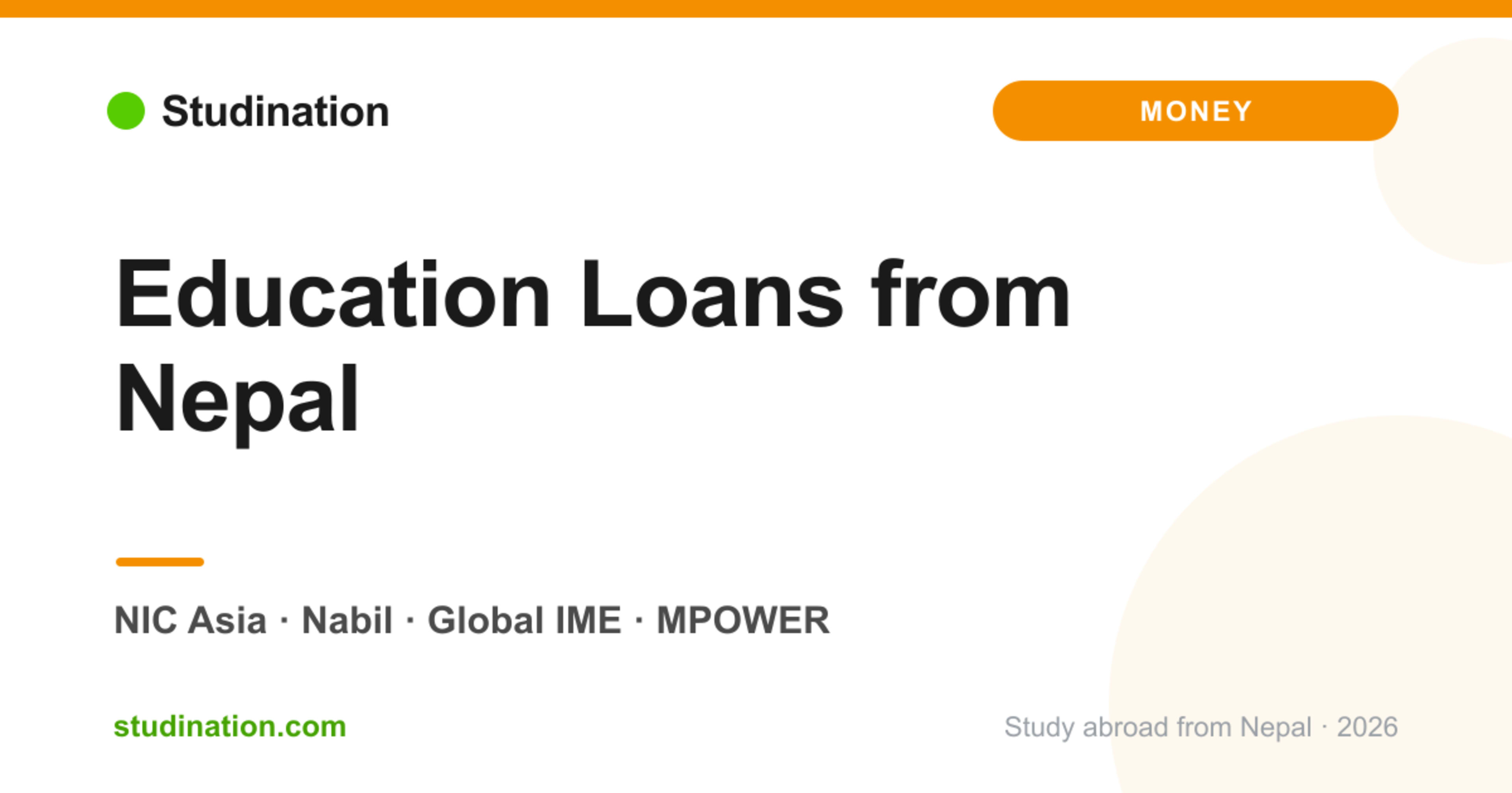 Studination blog cover: Education Loans from Nepal (money)