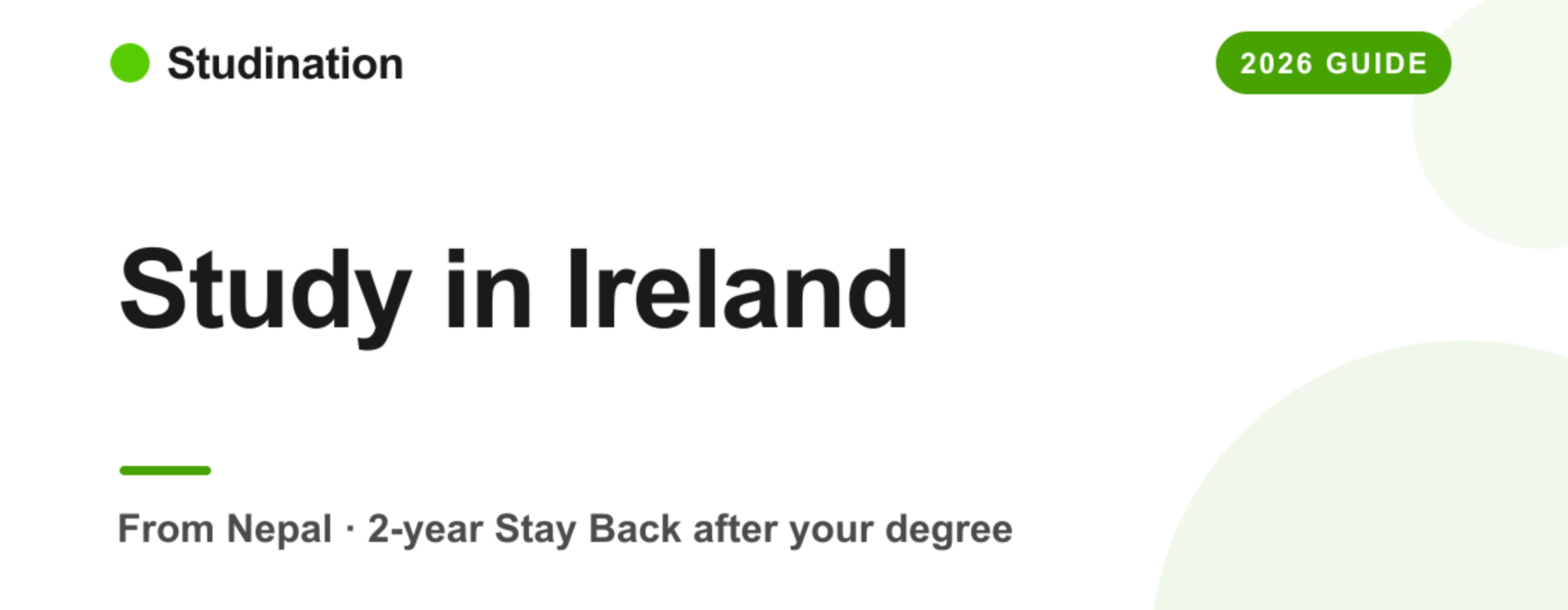 Study in Ireland from Nepal — Studination 2026 guide