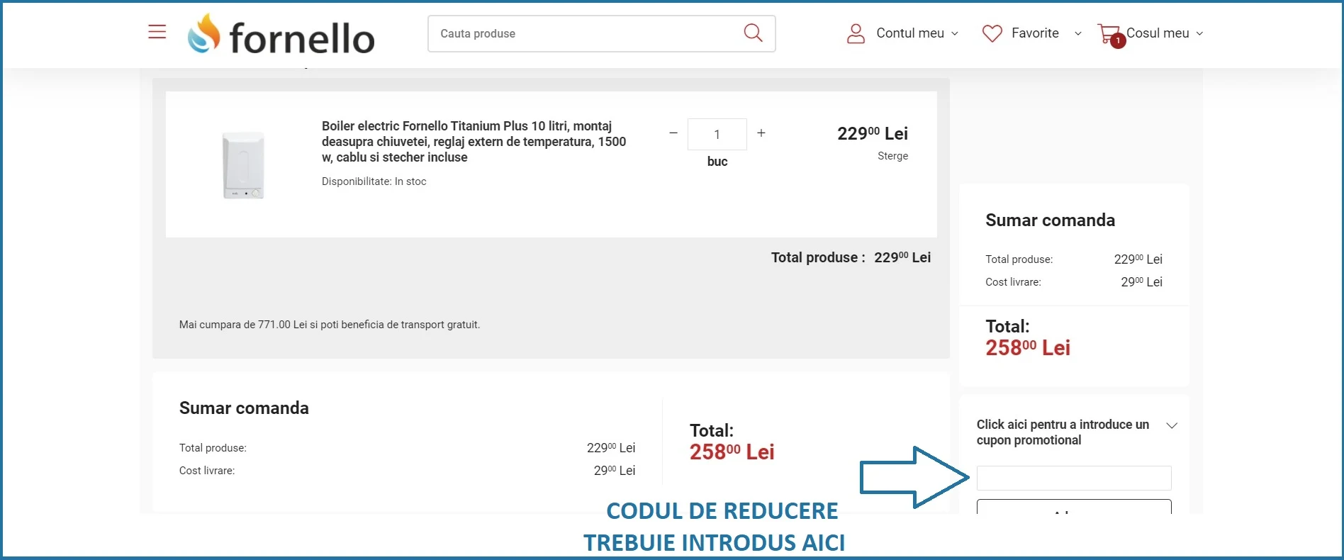 Cupon Promotional Fornello Cod Reducere Fornello
