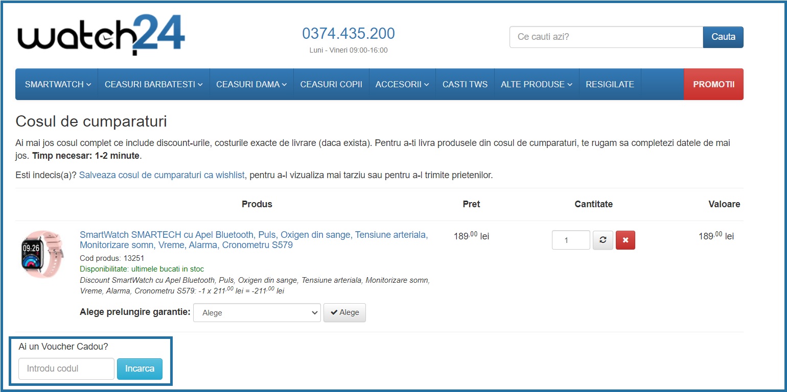 Watch24 cupon reducere