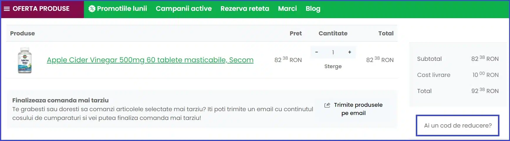 Cod Reducere Napofarm