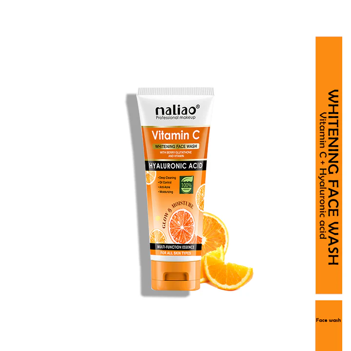 Maliao Vitamin C Whitening Face Wash with Berry Glutathione & Hyaluronic Acid for Glowing Skin (Deep Cleansing, Oil Control, Anti-Acne, Moisturizing, All Skin Types) 100g
