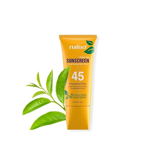 Maliao Professional Green Tea Sunscreen For All Skin Type Lotion - UV Protection, Radiant Skin, SPF 45 PA+++