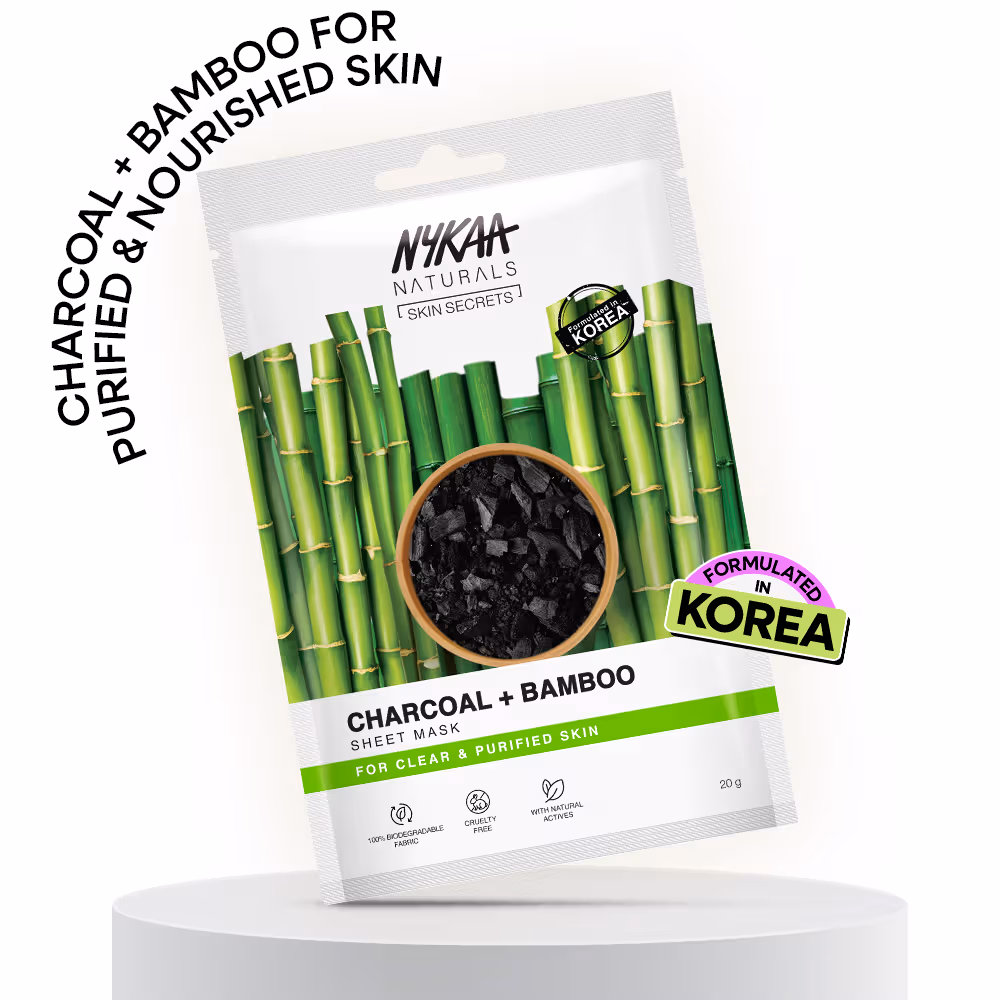 Nykaa Charcoal + Bamboo Sheet Mask For Purifying Skin - Formulated In Korea - For All Skin Types (20ml)