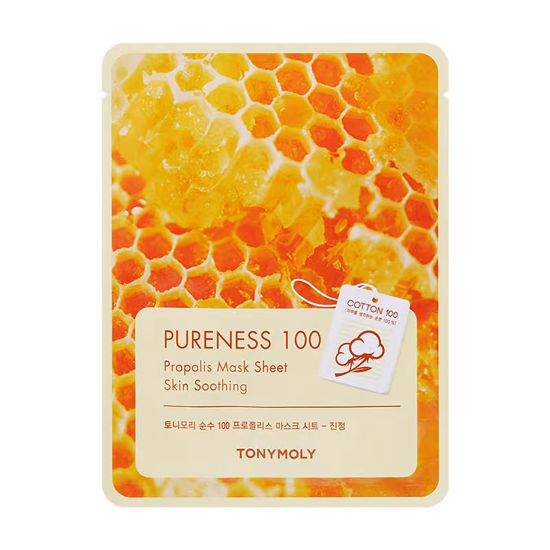 TONYMOLY Korean Pureness 100 Propolis Face Sheet Mask for Immunity Boosting & Anti-Inflammatory Care (21ml)