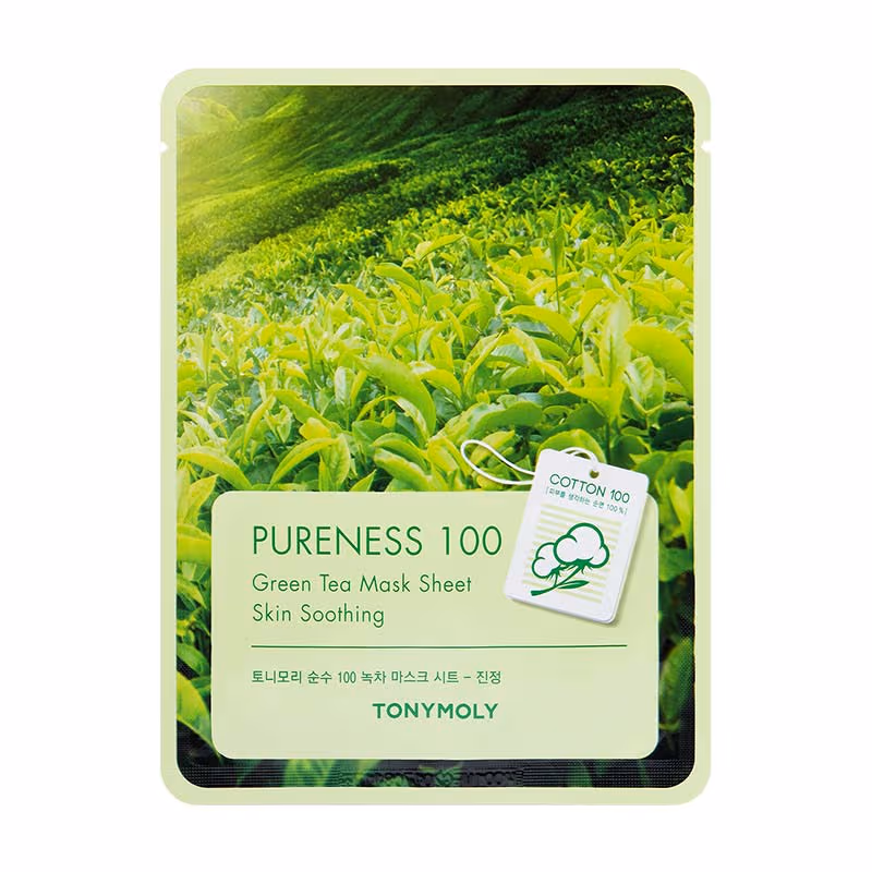 TONYMOLY Korean Pureness 100 Green Tea Face Sheet Mask to Soothe Skin & Provide Intense Hydration (21ml)