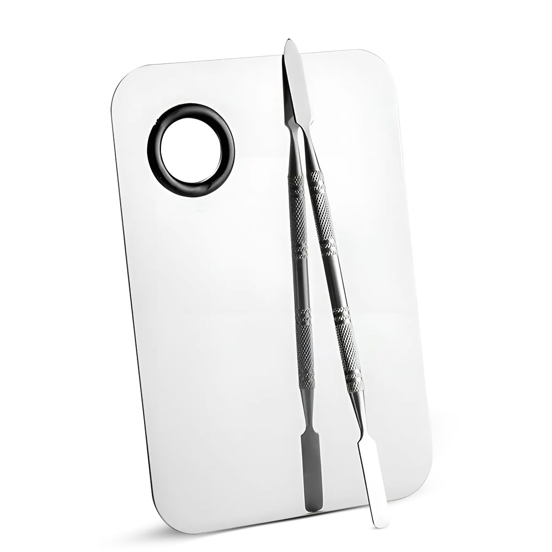 Makeup Mixing Palette, Stainless Steel Makeup Palette, Cosmetic Palette with Spatula Tool Beauty Product Mixing Palette Professional Cosmetic Mixing Makeup Palette