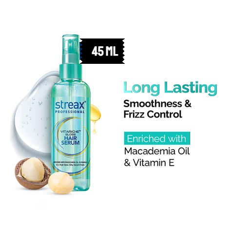 Streax Hair Serum 50ml, Hair serum for Dry & Frizzy Hair,for Women & Men, for Curly Hair, Wavy Hair, Straight Hair-45 ml