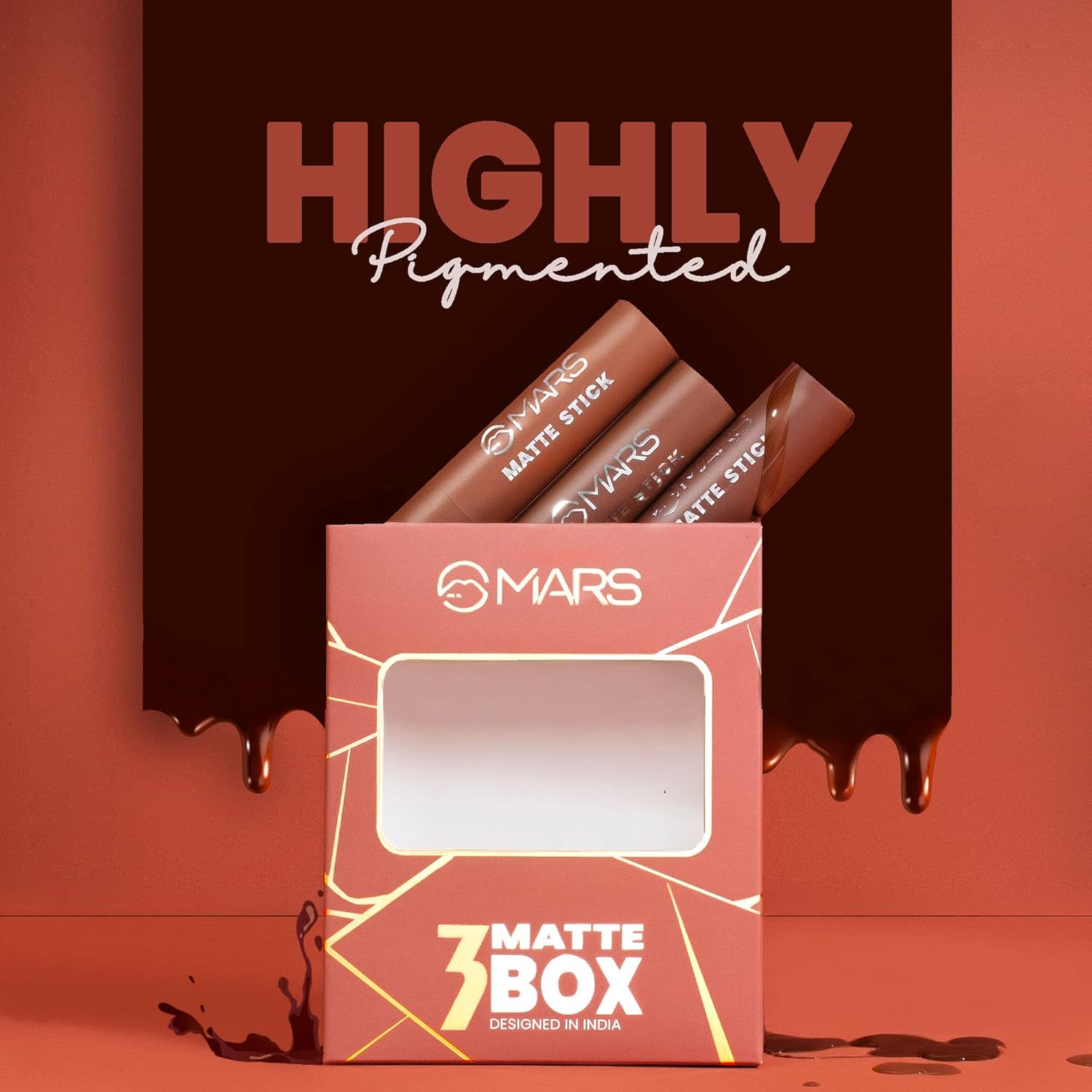 MARS Matte Box Set of 3 Lipsticks for Women | Long-Lasting | Smooth Finish | Moisturising | One Swipe Pigmentation