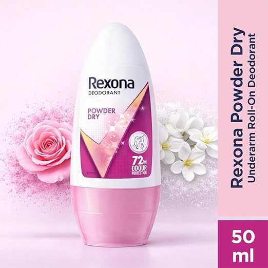 Rexona Underarm Roll On Deodorant For Women, Antiperspirant, Removes Odour, Keeps Skin Fresh & Clean, Alcohol Free, Skin Friendly,