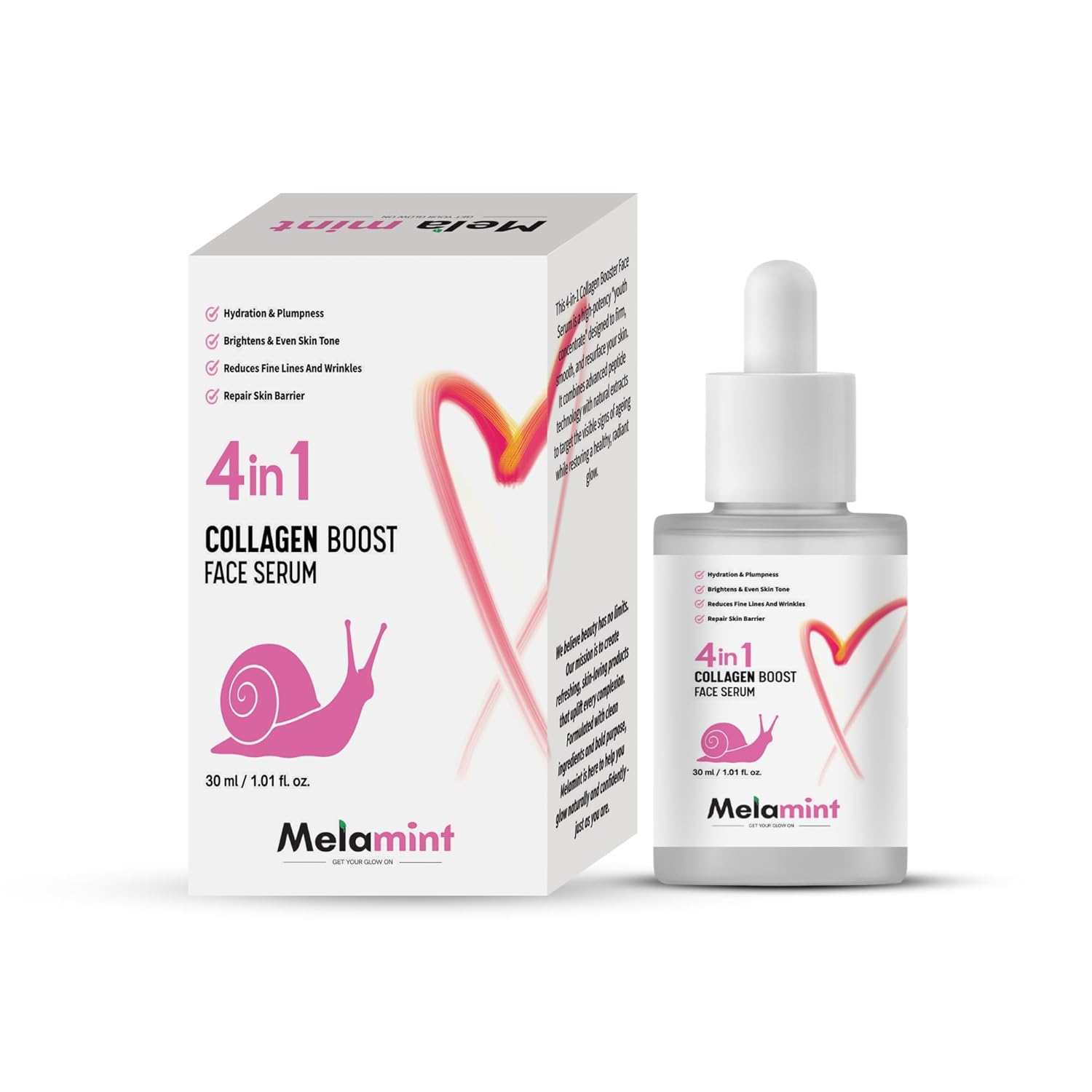 4-in-1 Collagen Boost Face Serum for Women & Men – Hydrating, Brightening & Anti-Aging Serum, Reduces Fine Lines & Wrinkles, Improves Skin Elasticity & Glow, Lightweight Daily Skincare – 30ml