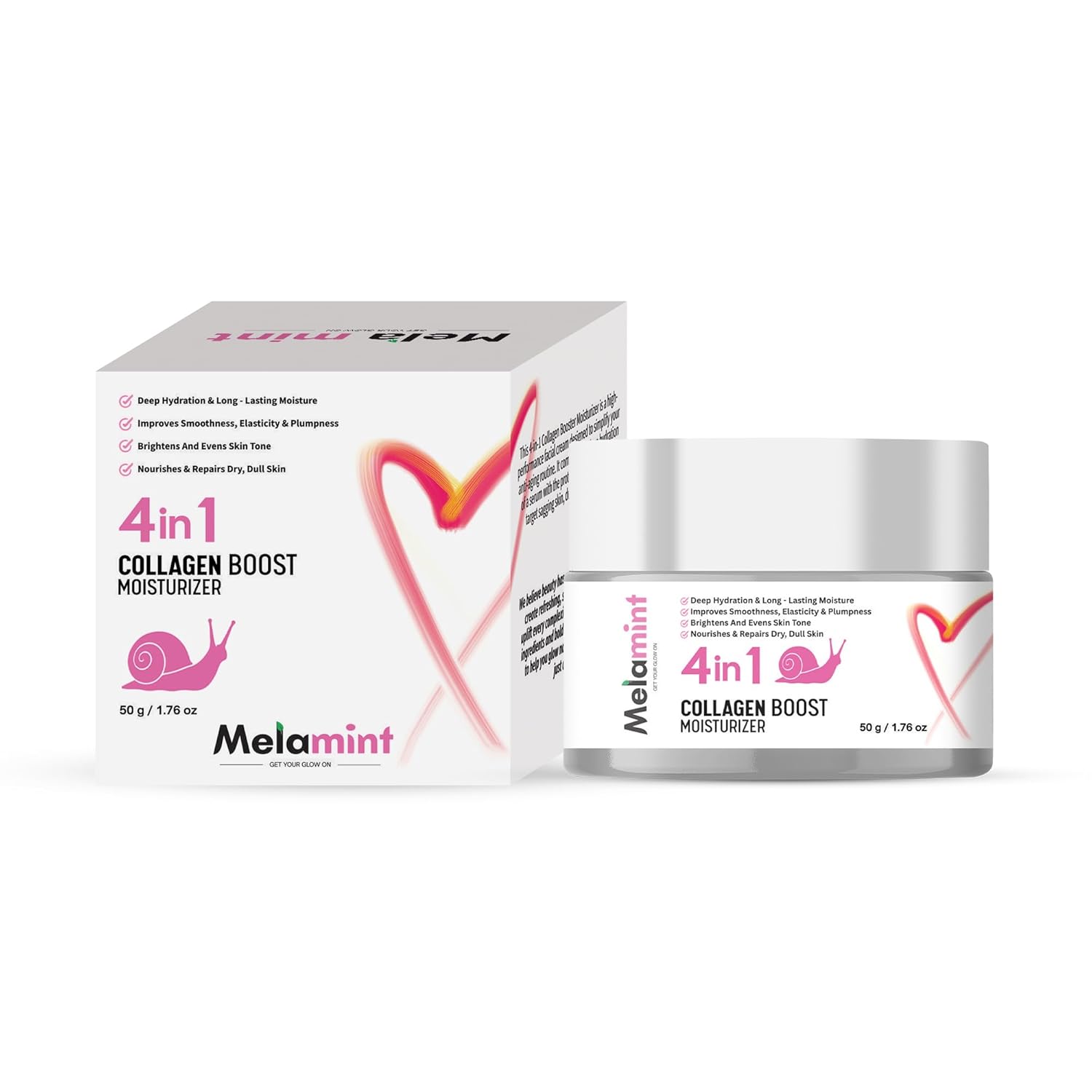 4-in-1 Collagen Boost Moisturizer Cream for Face | Deep Hydration, Skin Brightening & Firming | Improves Elasticity & Repairs Dry Dull Skin | Lightweight Non-Greasy | For All Skin Types (50g)