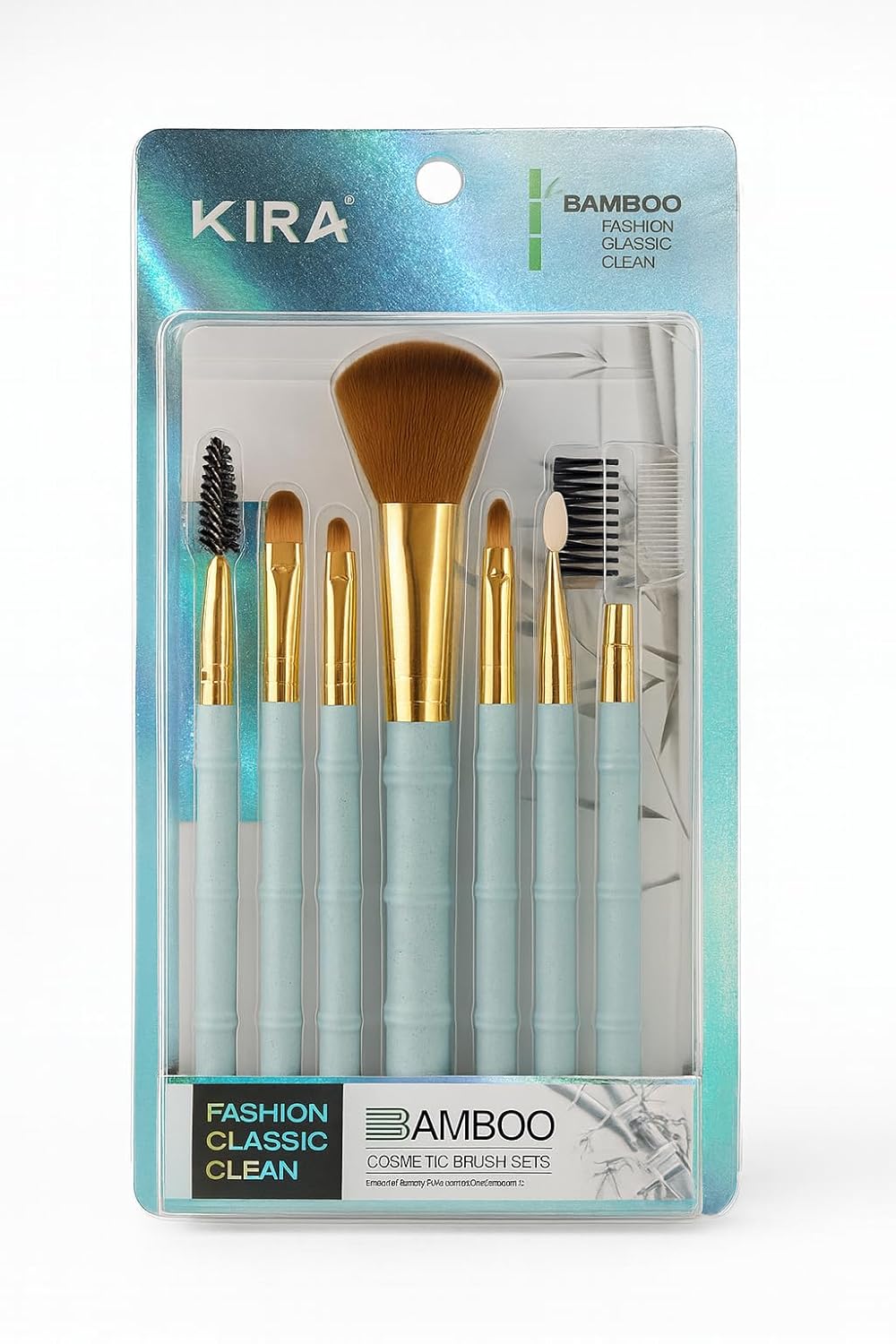 KIRA Bamboo Design Makeup Brush Sets 7Pcs Uses For Powder, Shadow, Shadow, Lipstick, Eyeliner, Eyebrow Brush, Double Eyelash And Eyebrow Brush Beauty Tools