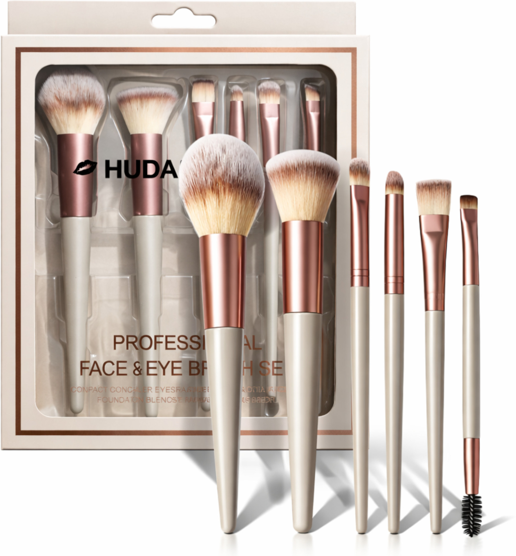 Huda Girl Premium Makeup Brush Set, Professional Beauty Makeup Brushes for Eye & Face (Pack of 6)