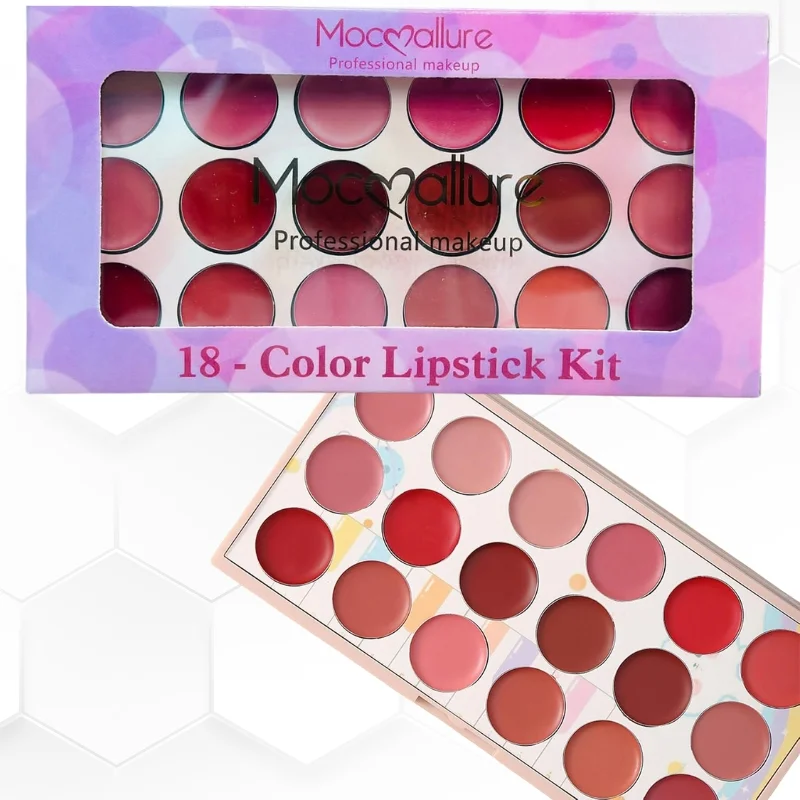 Mocmallure Professional 18-Colors Lipstick Kit | Long-Lasting, Hydrating & Compact Makeup Palette