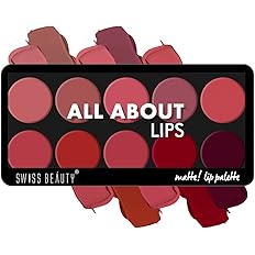 Swiss Beauty All About Lip Palette With 10 Pigmented Colors |Creamy Matte Finish Lip Colors Lipstick |Travel Friendly Lip Palette | Multicolor -01, 12gm