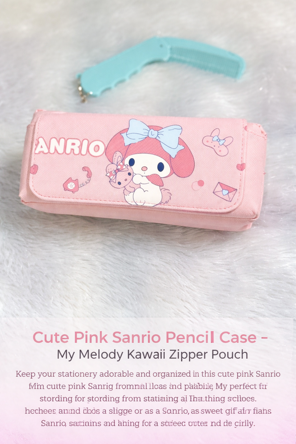 Cute Pink My Melody Pencil Case – Kawaii Sanrio Zipper Pouch for School & Stationery Storage