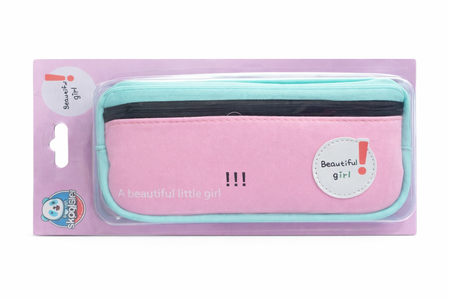 Beautiful Girl” Zipper Pouch with Clear Packaging | Cute School Stationery Organizer