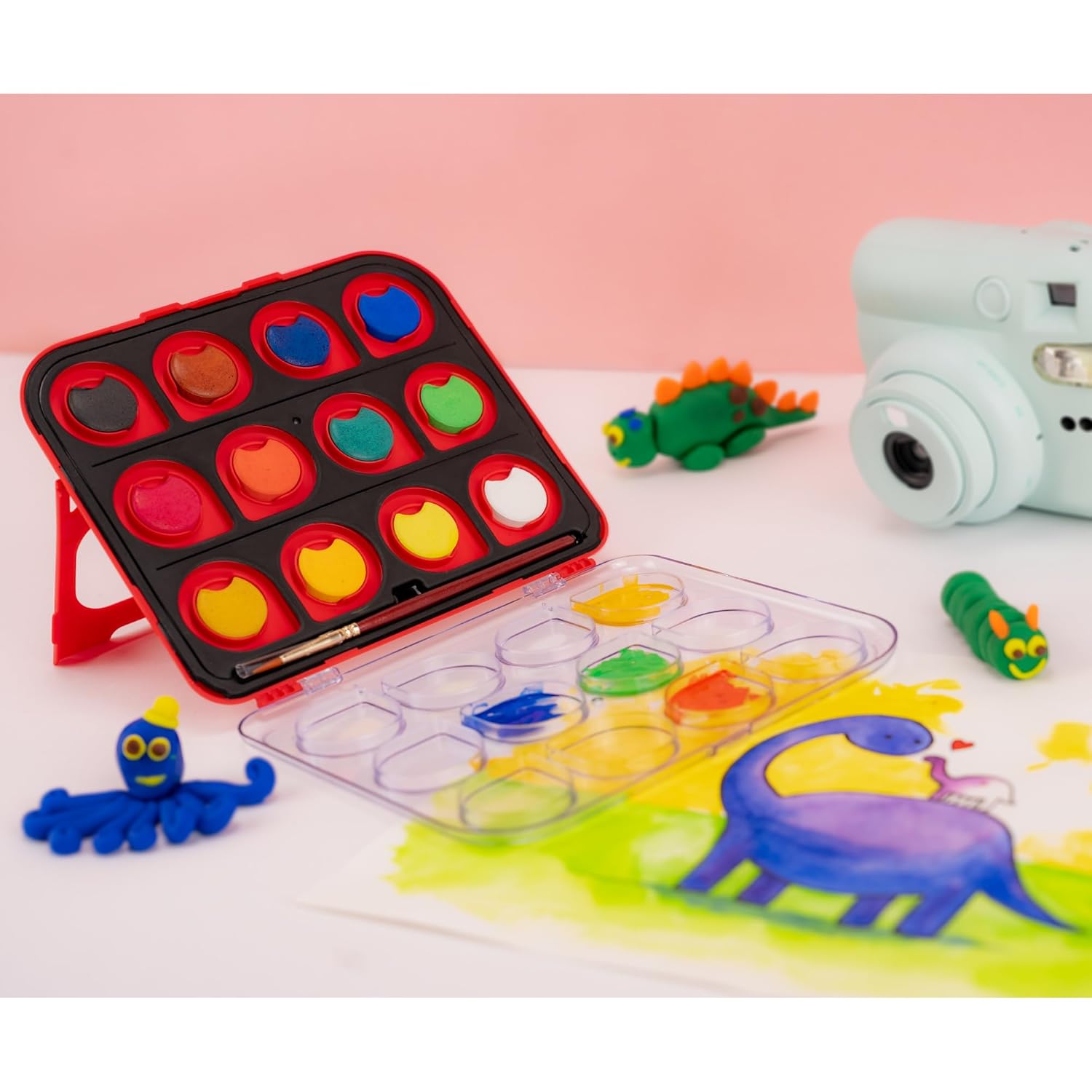 Camel ColorPad Watercolor Cake with Paint Brush | 12 Shade Set | Vibrant Colors | Portable Design for Outdoor Art & Competitions | Ideal for Students
