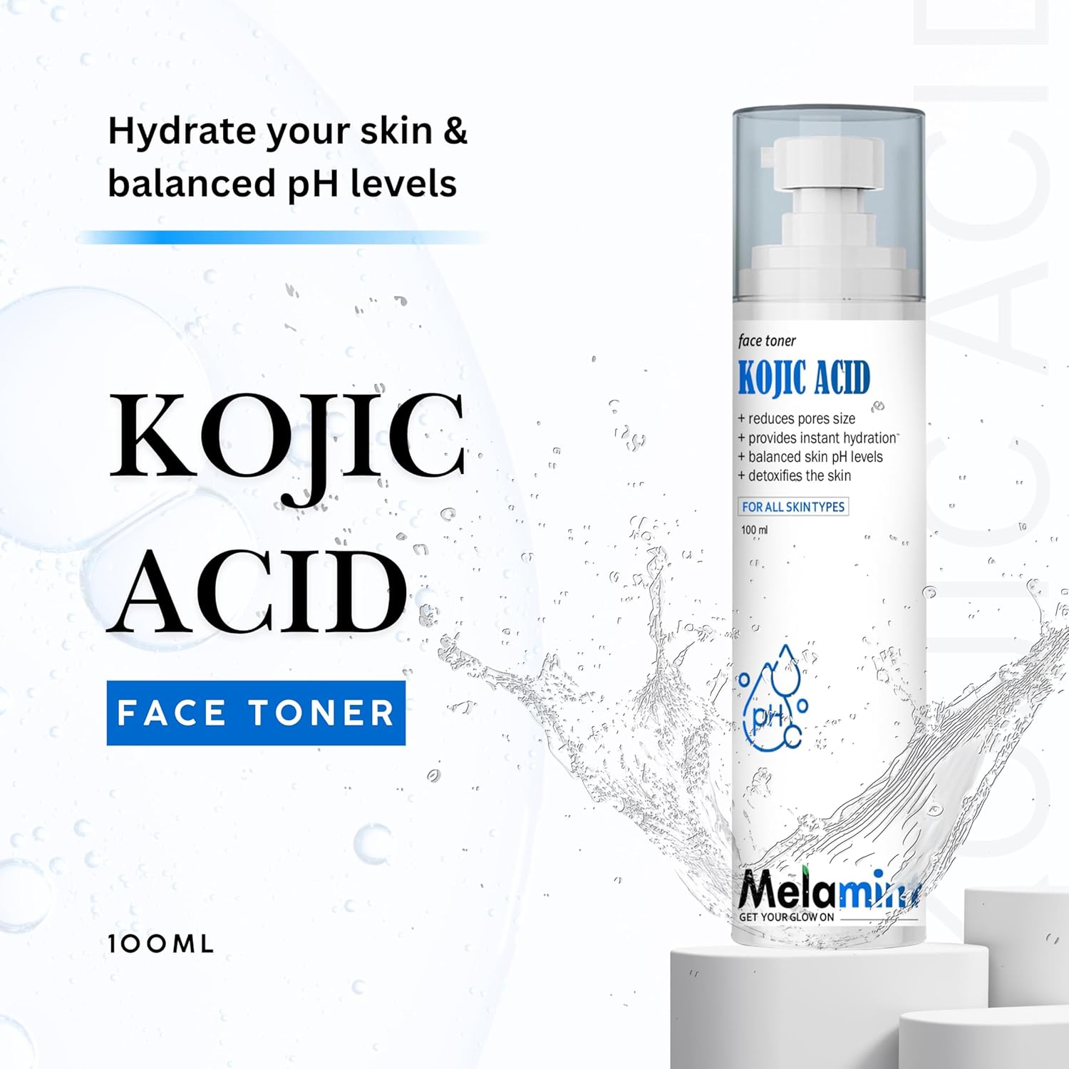Kojic Acid Facial Toner for Pore Refining and Skin Detoxifying | Fades Blemishes, Brightens & Smoothens | Pore Tightening & Glowing Skin, 100 ml