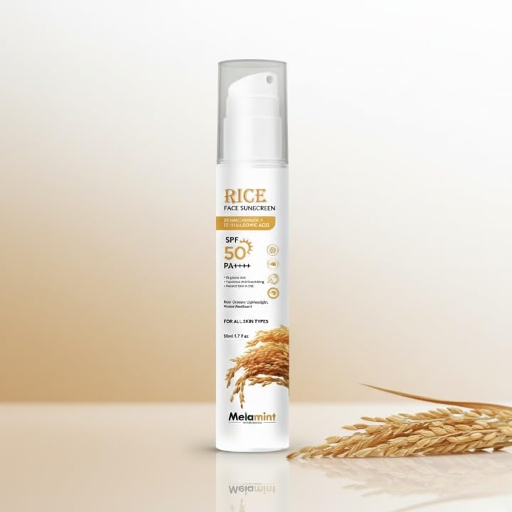 Rice Face Sunscreen SPF 50+ PA+, Broad Spectrum Protection, Hyaluronic Acid, Rice Extract & Niacinamide | 50ml