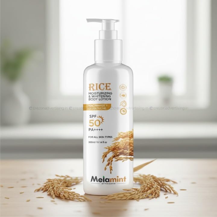 Rice Moisturizing & Whitening Body Lotion, SPF 50 PA++, Niacinamide + Glutathione, All Skin Types | 300ml