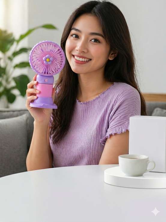 Viklet Portable Mini Fan 3 Speed USB Rechargeable Compact Handheld Fan MHF-PKPR USB Fan (Purple, Pink)