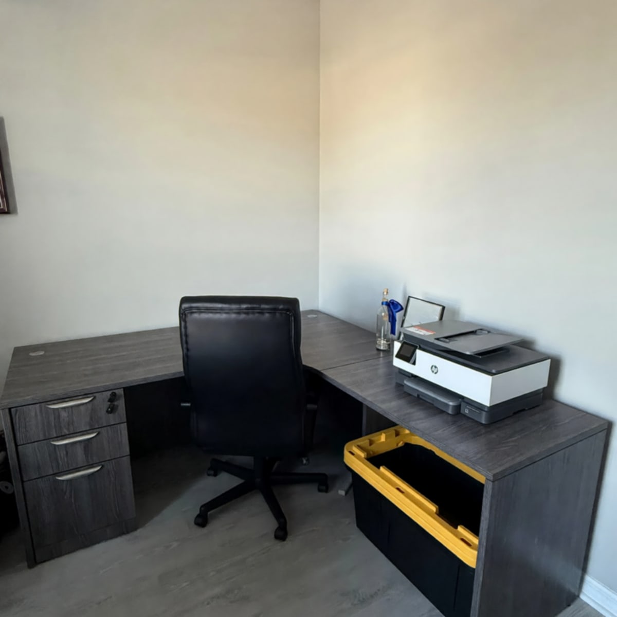 Manasota Custom Executive Desk and Chair – Like New, Grey Wood – Lakewood Ranch, FL