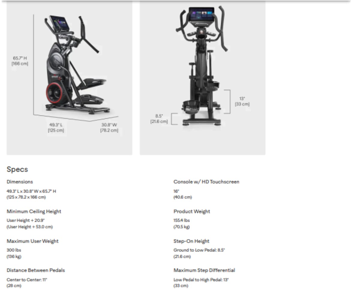 2024 BowFlex Max Total 16 Elliptical – Like New, HD Touchscreen – Aspen Hill, MD